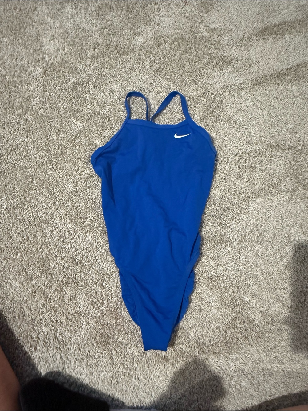 Nike Girls' One-Piece Swimsuit - Blue with White Swoosh